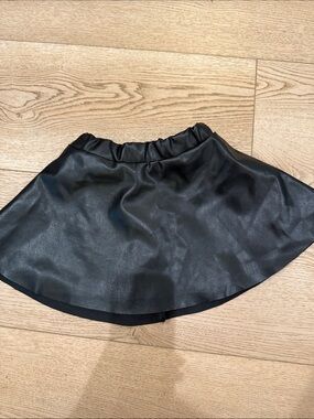H&M Black Faux Leather Skater Skirt